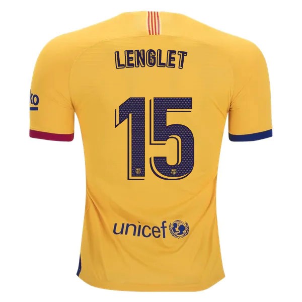 Camiseta Barcelona NO.15 Lenglet Replica Segunda Ropa 2019/20 Amarillo